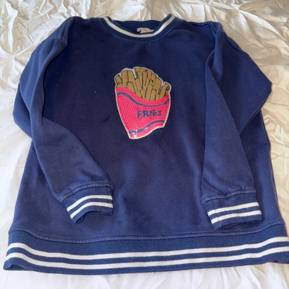 Navy Kids Sweatshirt with Fries Patch